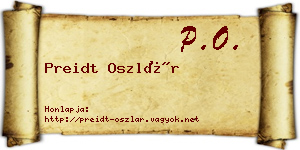 Preidt Oszlár névjegykártya